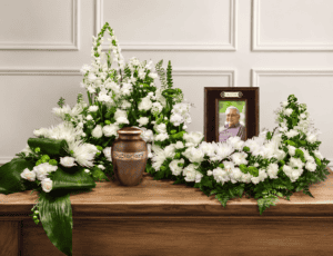 Urn and Photo Arrangement