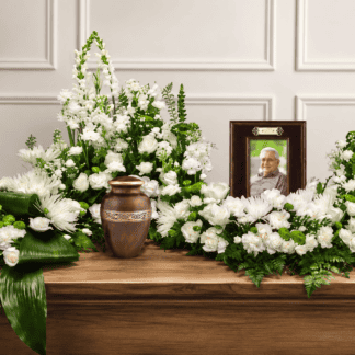 Urn and Photo Arrangement