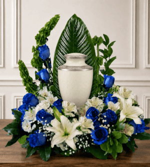 Blue and White Flowers for Urn