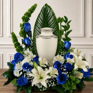Blue and White Flowers for Urn
