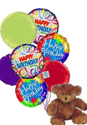 Balloon Bouquet with Teddy Bear