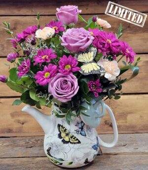 Butterfly teapot arrangement
