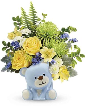 Joyful Baby Boy Bear Arrangement
