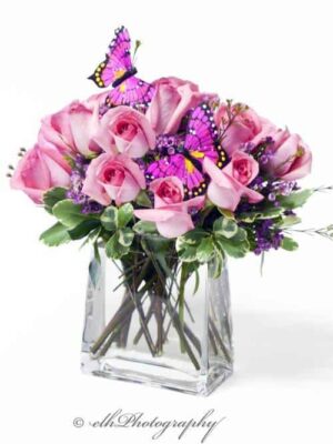 Pink Butterfly Vase