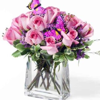 Pink Butterfly Vase