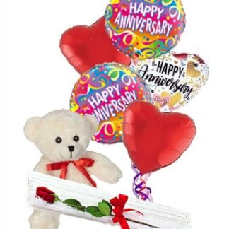 Rose, Balloons & Teddy