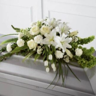 Simple White Casket Spray